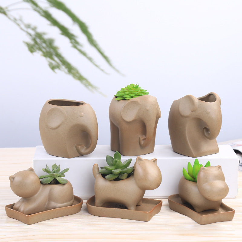 Mini Cute Pet Succulent Plant Pot Indoor Creative Planter , Elephant Model 1