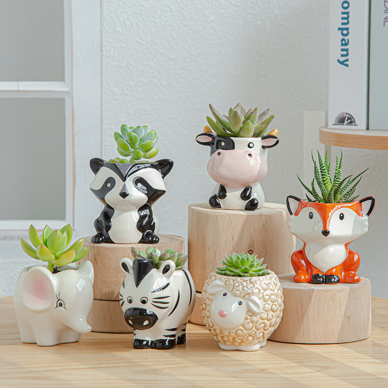 Zebra Ceramic Plant Pot Lovely Mini Ornament Indoor Planter Home Decor Gifts