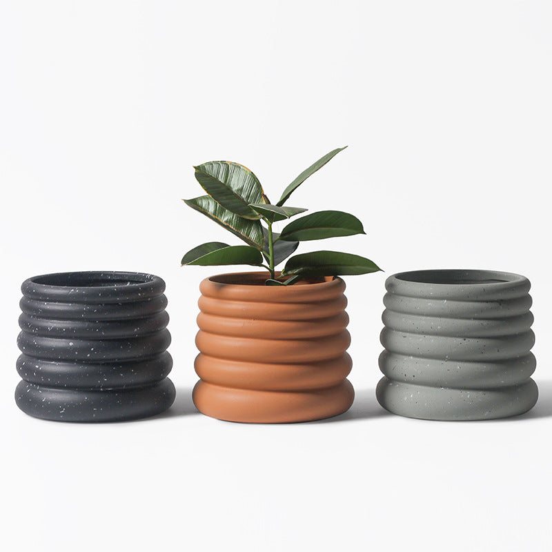 Black Doughnut Planters Indoor Plant Pots Flowerpots