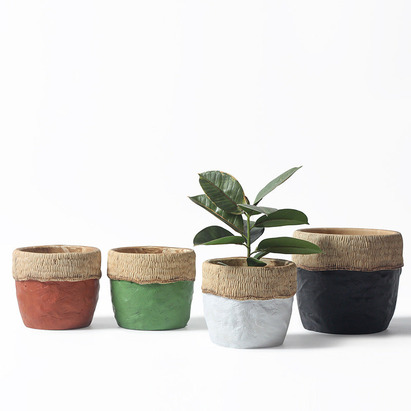 Green Creative Cement Plant Pots Indoor Flowerpots Planters