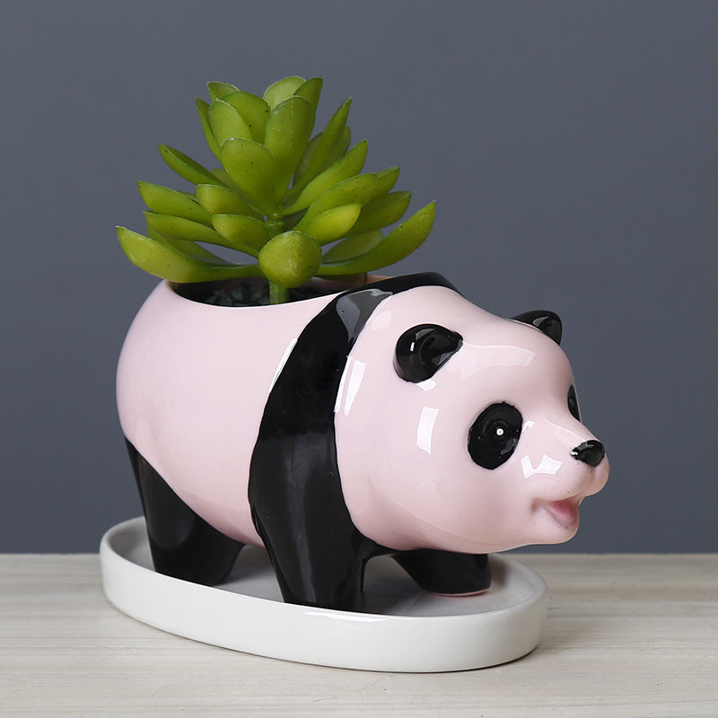 Lovely Pink Panda Plant Pot Creative Succulent Planter Home Decor Gifts