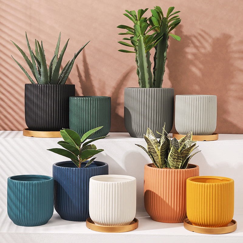 Yellow Vibes Fold Round Plant Pots Indoor Flowerpots Planters