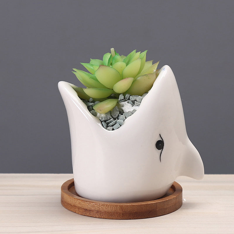 White Shark Plant Pot Lovely Succulent Planter Creative Decor