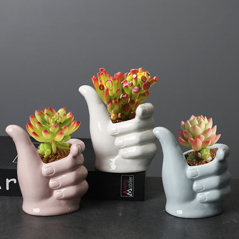 Blue Thumb Hand Plant Pots Creative Indoor Planters Succulent Flowerpots