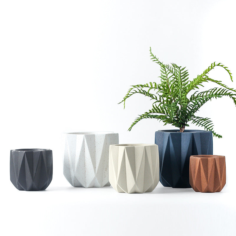 Green Cement Flowerpots Indoor Plant Pots Planters