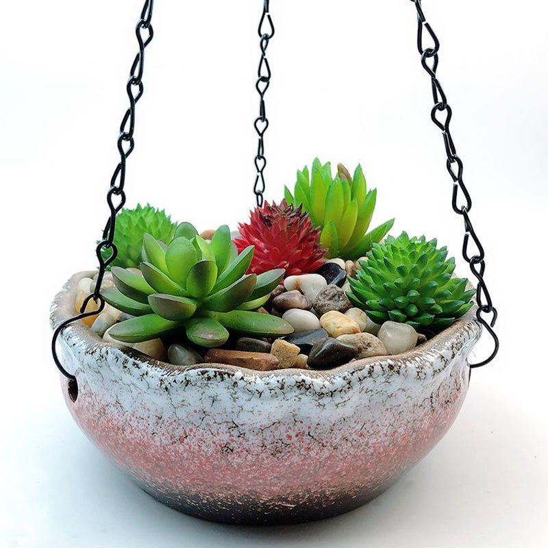 Cherry Red Hanging Glazed Pot Wave