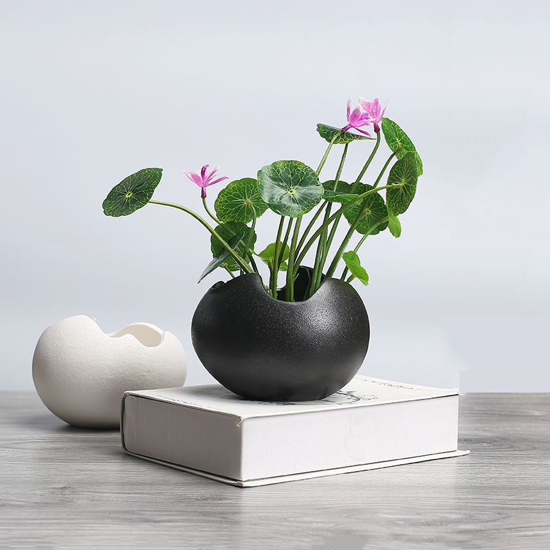 Black Snowflake Glaze Plant Pot Creative Modern Indoor Planter Home Decor