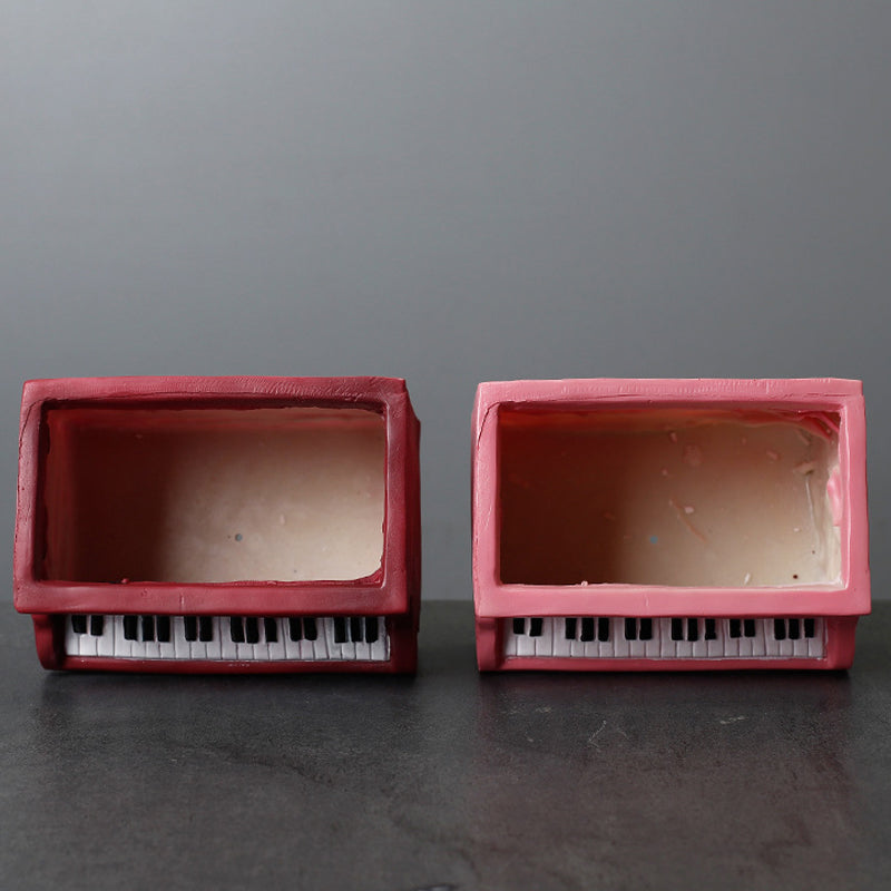 Dark Red Rectangular Piano Resin Plant Pots Creative Indoor Planters Home Decor