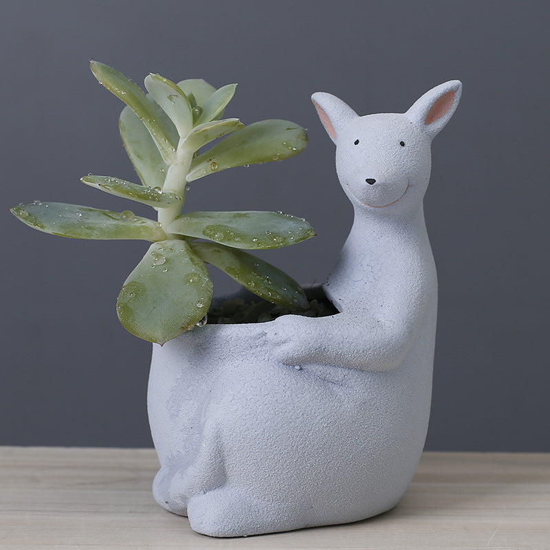 Blue Kangaroo Plant Pot Lovely Succulent Planter Home Office Decor