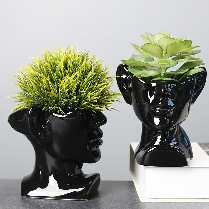 Black Female Design Plant Pot Indoor Succulent Plantetr Decorative Flowerpot