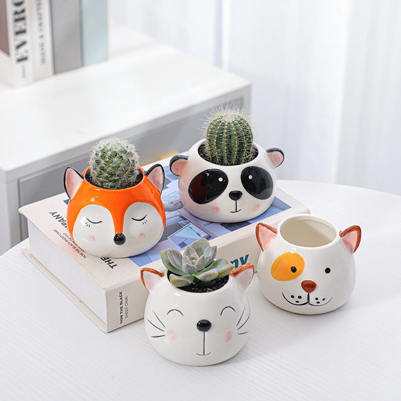 Lovely Panda Glazed Plant Pot Creative Indoor Planter Cactus Aloe Home Decor Gifts