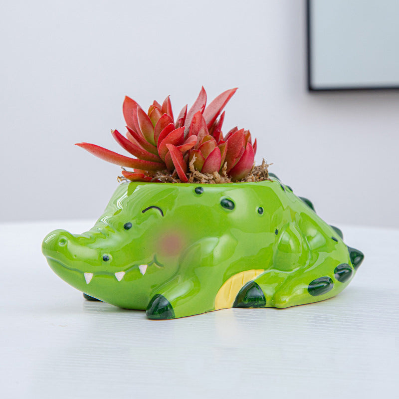 Lovely Alligator Plant Pot Indoor Animal Planter Mini Decorative Flowerpot