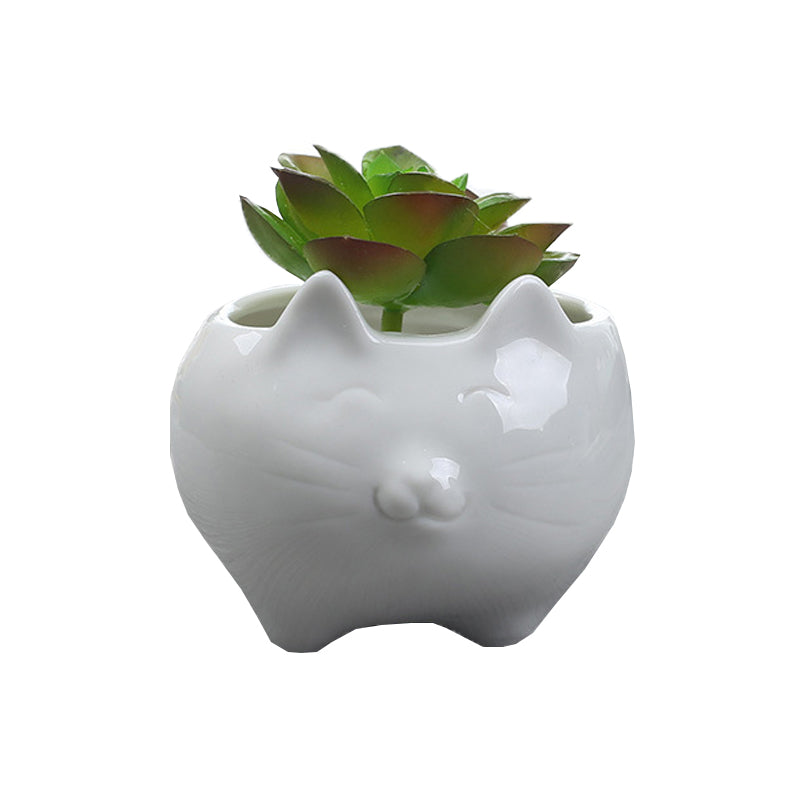 Mini Pure White Kitten Plant Pot Indoor Succulent Planter Home Decor