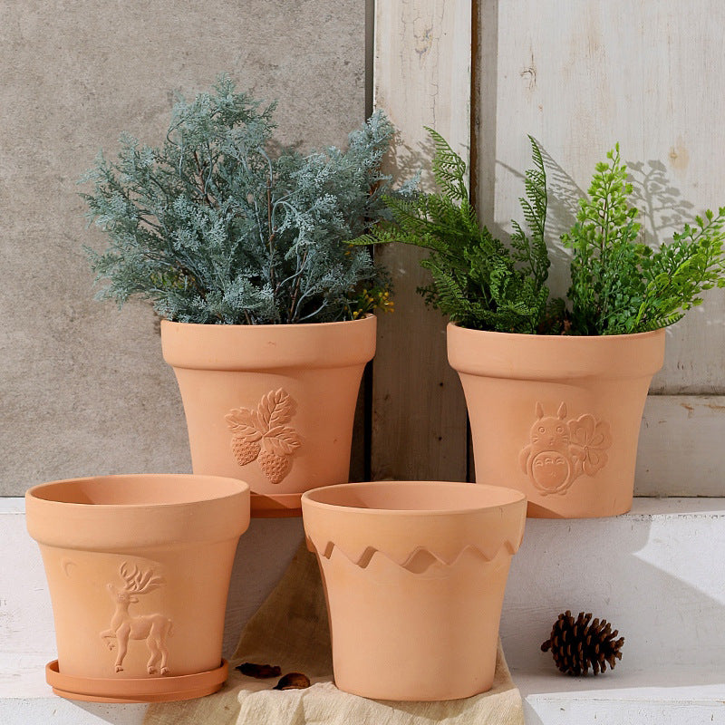 Totoro Relief Terracotta Plant Pot Flowerpot