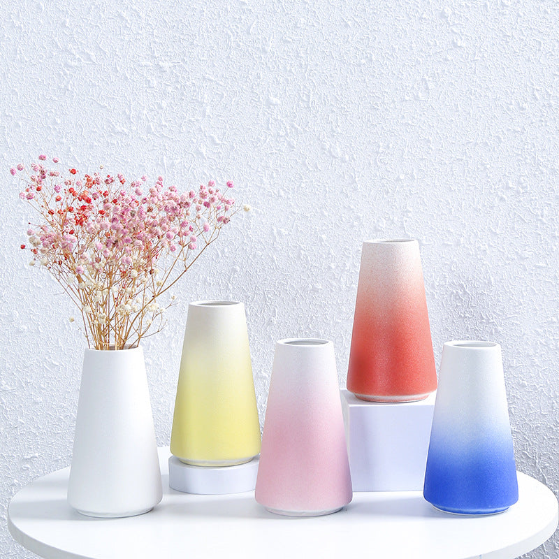 Gradient Pink Flower Vase Modern Home Decor Office Wedding Living Room