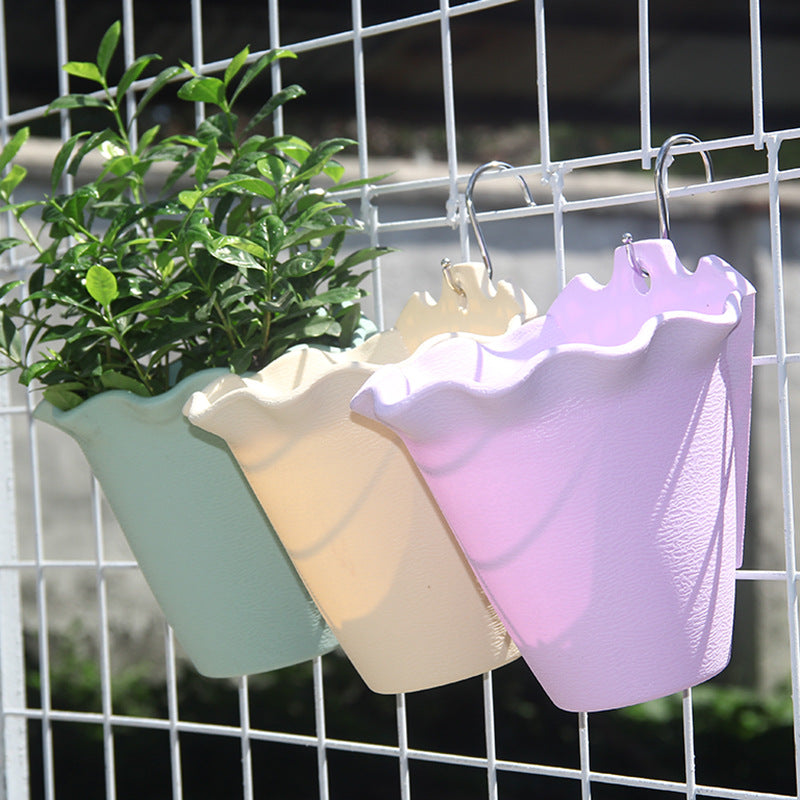 Purple Plastic Wall Planters Hanging Basket