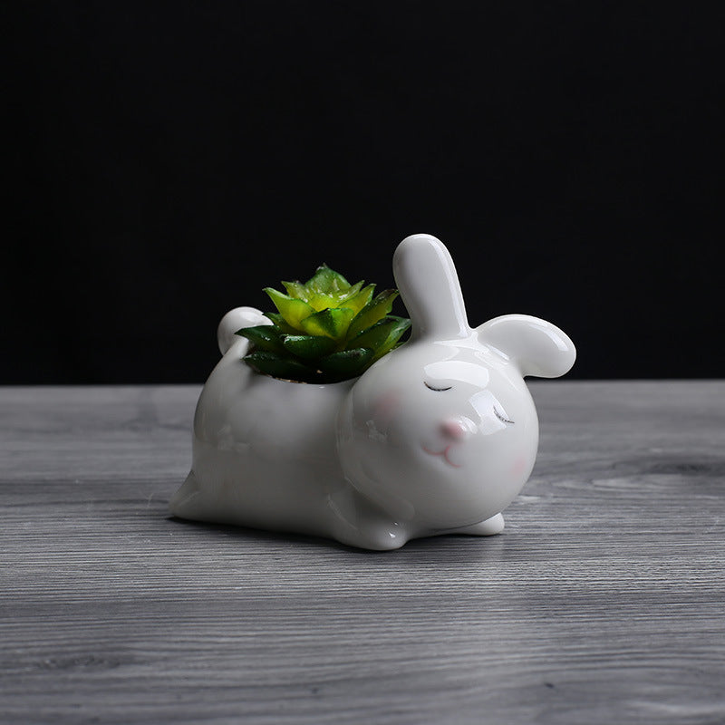 Super Cute Rabbit Plant Pot Indoor Succulent Planter Animal Decor