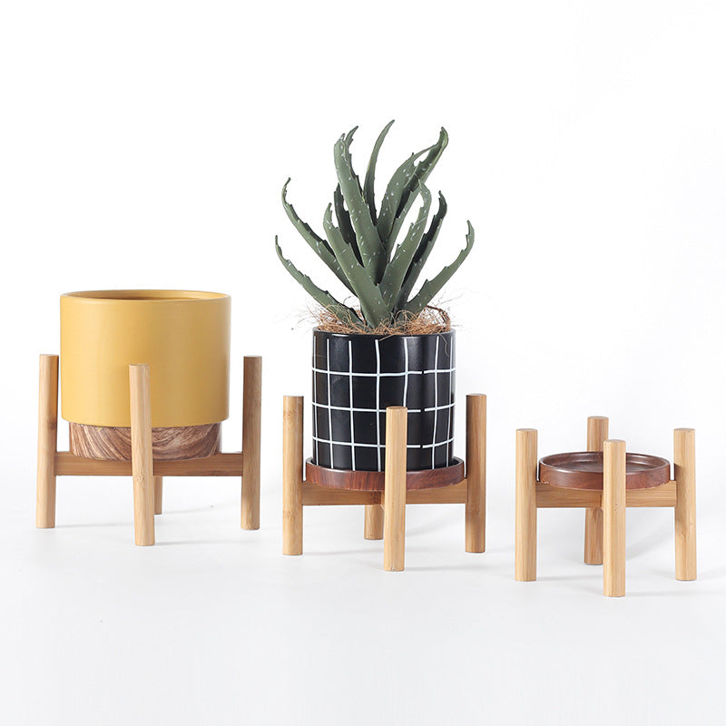 Wooden Plant Stand Round Legs