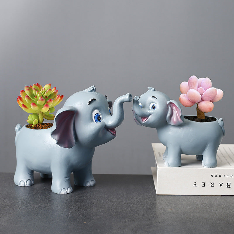 Grey Elephant Resin Plant Pots Lovely  Succulent Plantetrs Home Decor