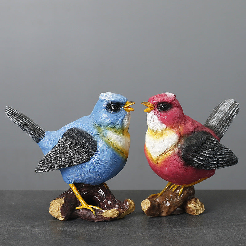 Blue Resin Bird Ornament Garden Courtyard Home Statue Micro Landscape Ornament