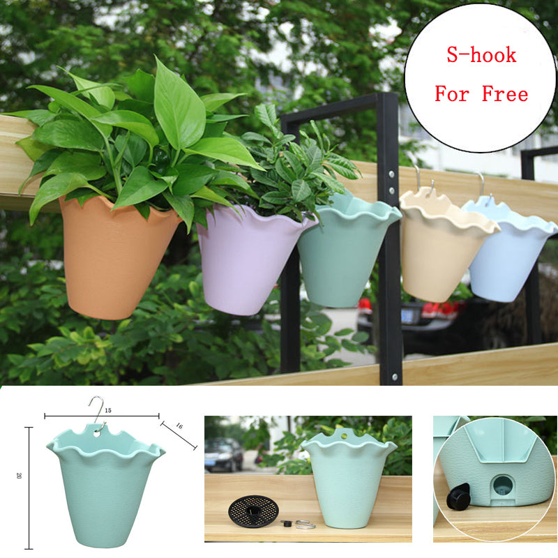 Blue Plastic Wall Planters Hanging Basket