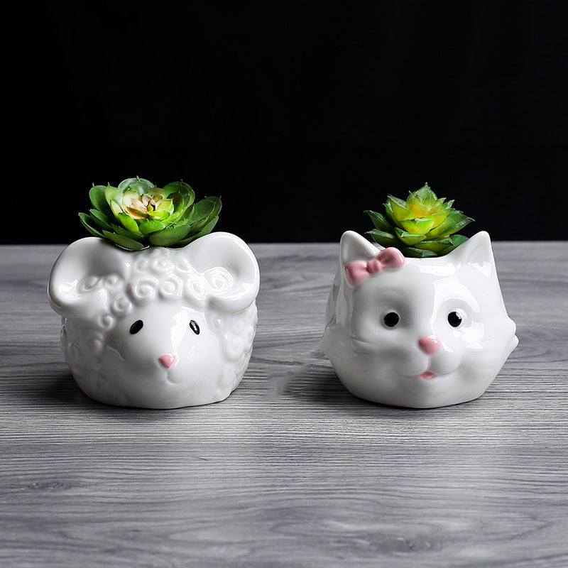 Kitten Head Plant Pot Cute Mini Indoor Planter Creative Decor