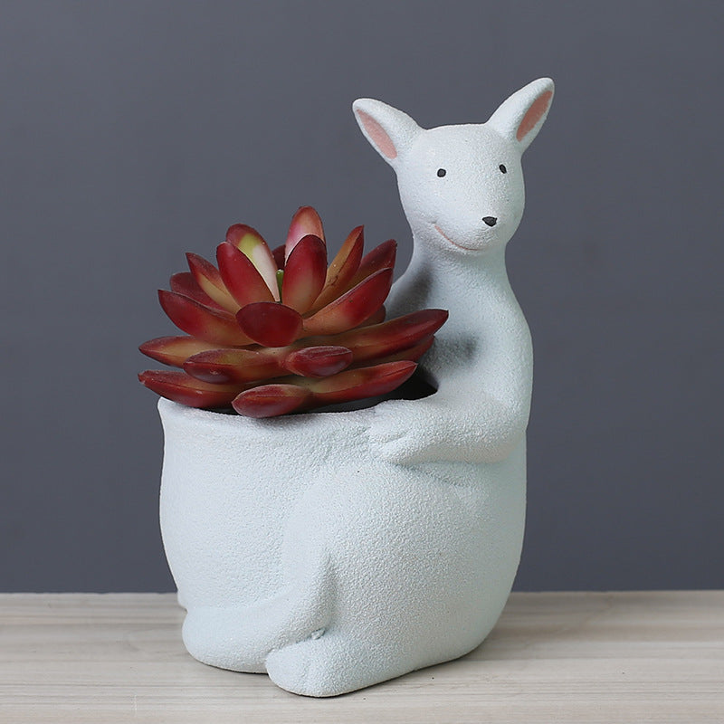 Green Kangaroo Plant Pot Lovely Succulent Planter Home Office Decor