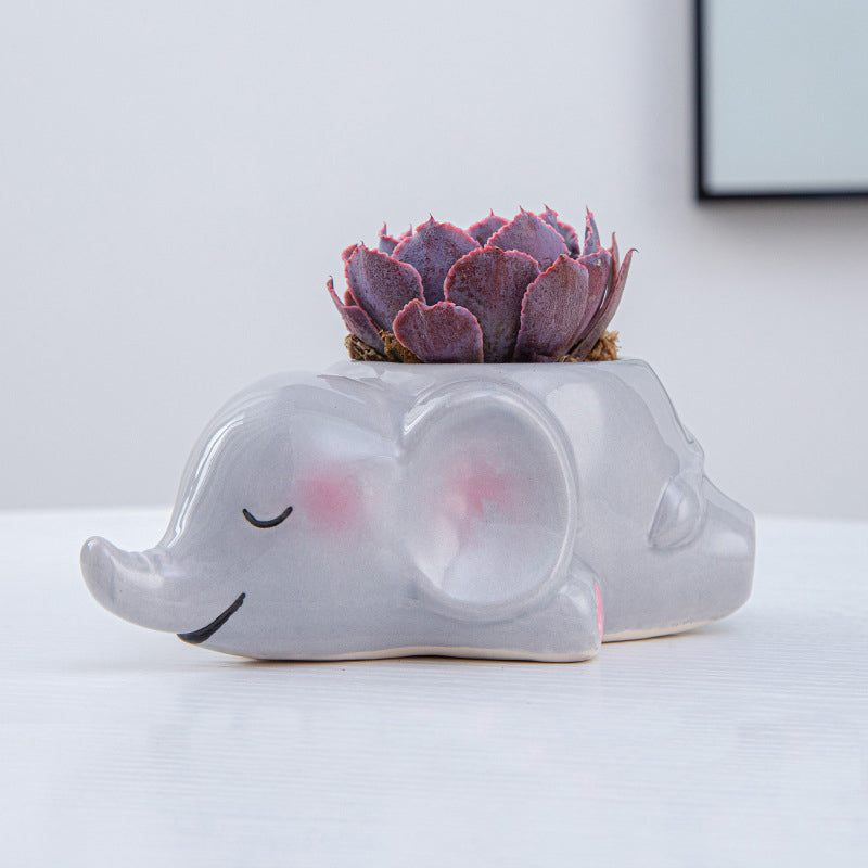 Lovely Elephant Plant Pot Indoor Animal Planter Mini Decorative Flowerpot