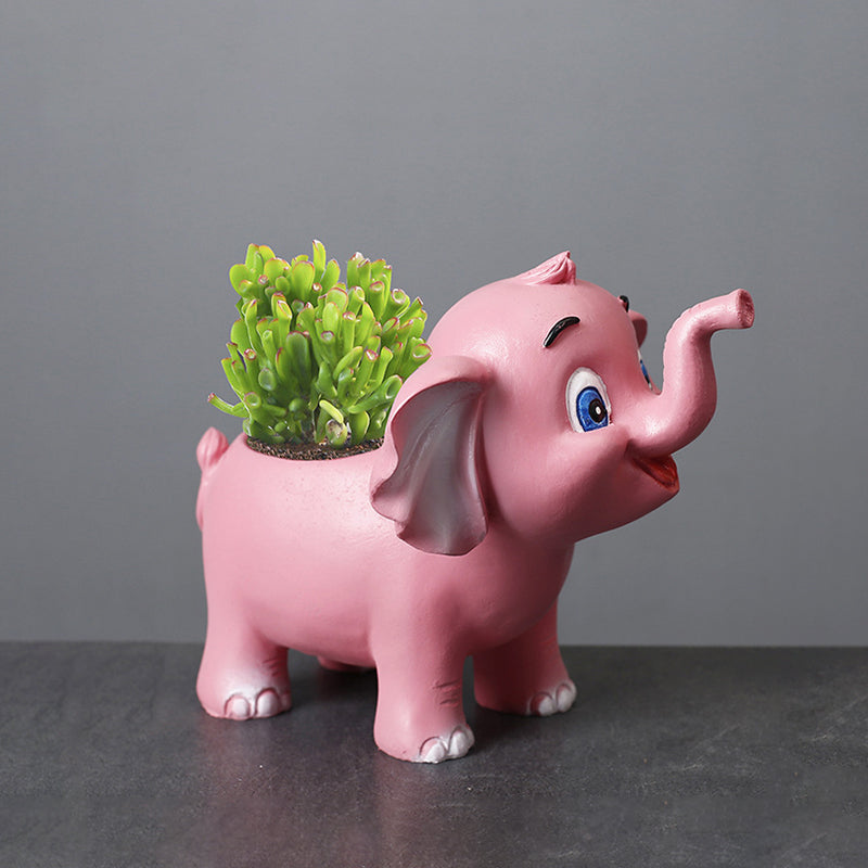 Pink Baby Elephant Resin Plant Pots Lovely  Succulent Plantetrs Home Decor