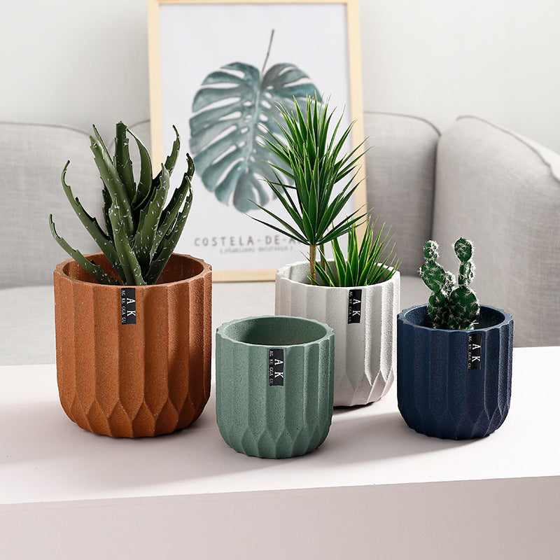 Brown Cement Planters Indoor Plant Pots Flowerpots