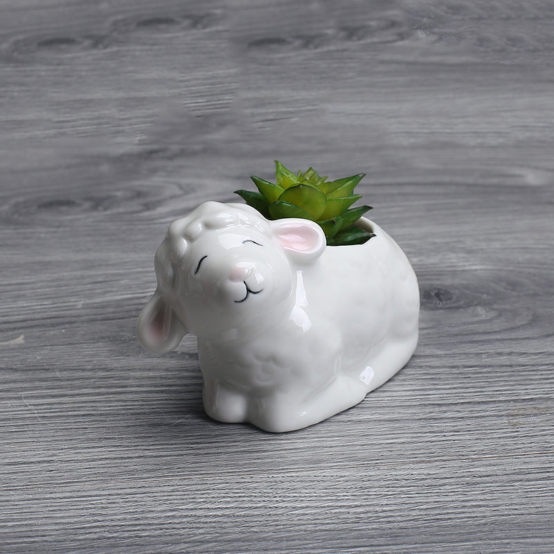 Mini Sheep Plant Pot Lovely Indoor Succulent Planter Home Decor Gifts