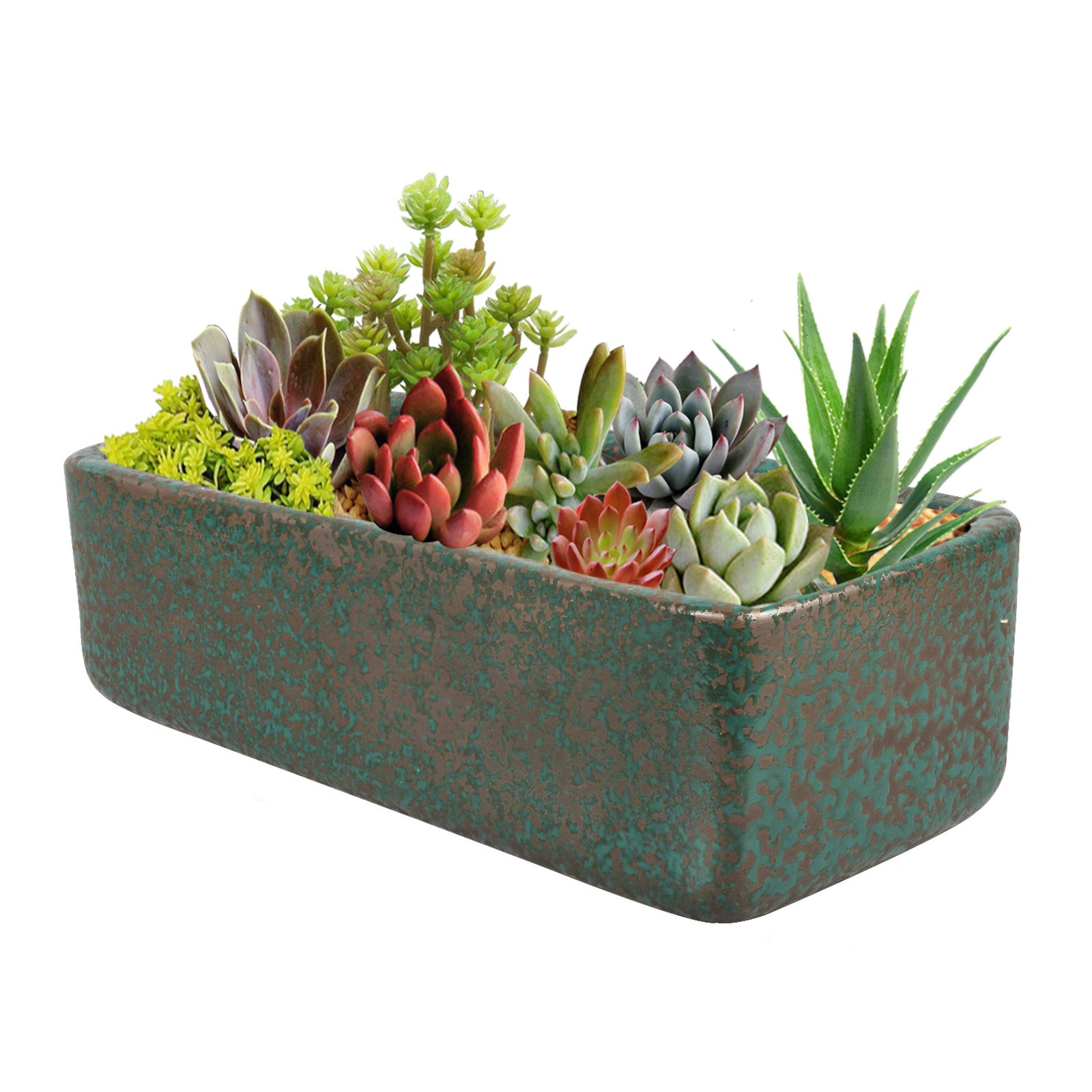 Green Glazed Terracotta Rectangular Plant Pots Flowerpots