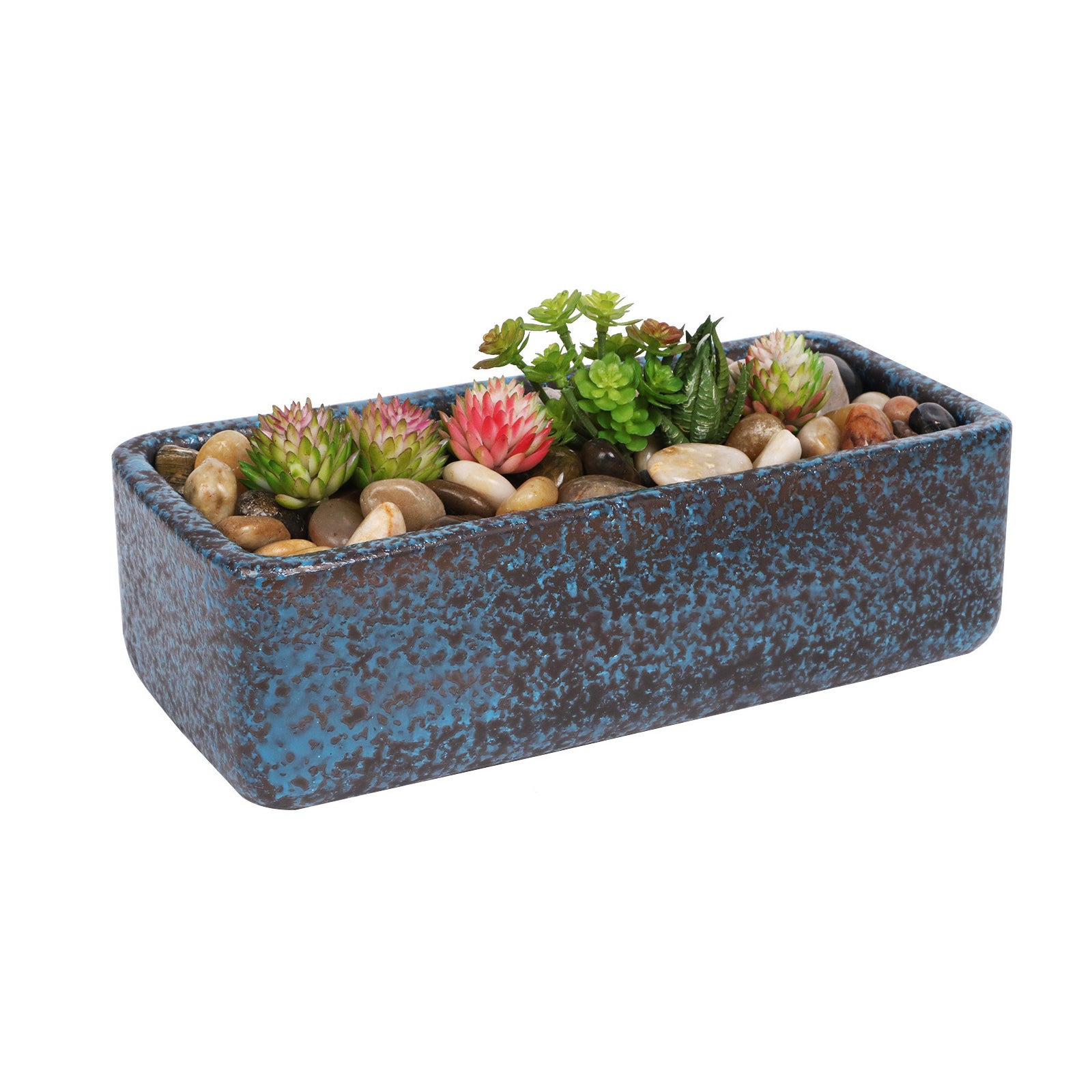 Blue Glazed Terracotta Rectangular Plant Pots Flowerpots