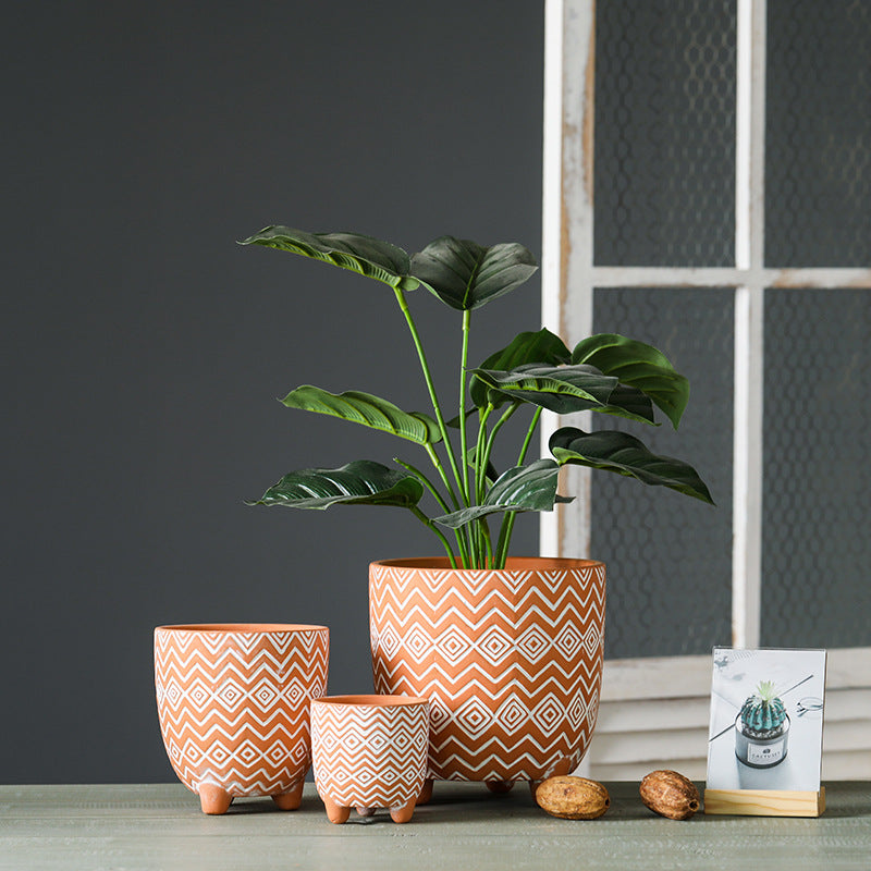 Terracotta Three-legged Plant Pot Flowerpot