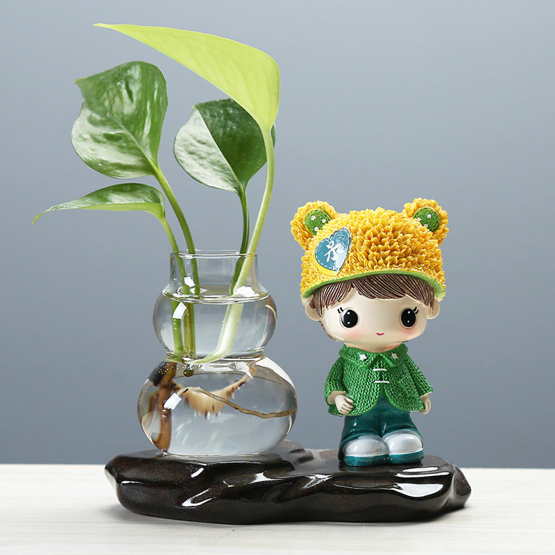 Male Doll Hydroponic Pot Creative Plant Terrarium Plant Lover Gifts