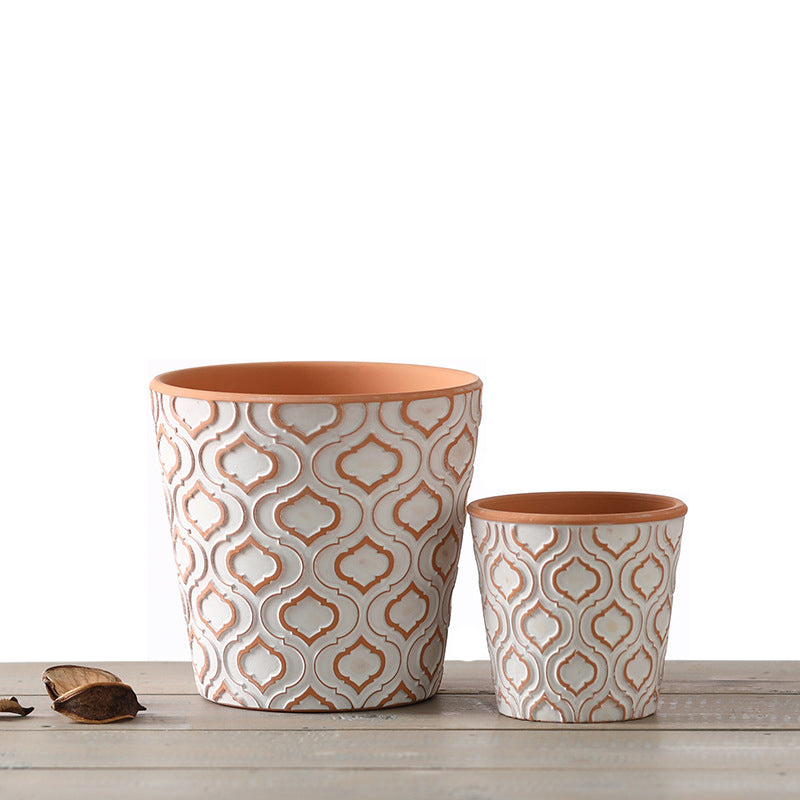 Terracotta Heart Texture Plant Pot Flowerpot