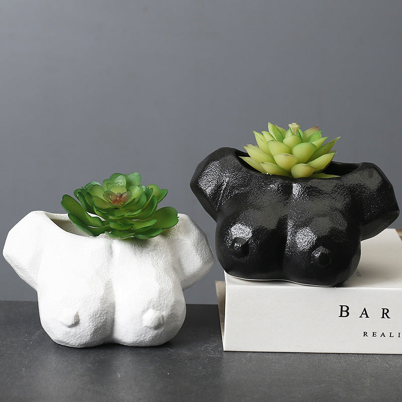 Black Body Artistic Plant Pots Modern Creative Planters Home Office Decor