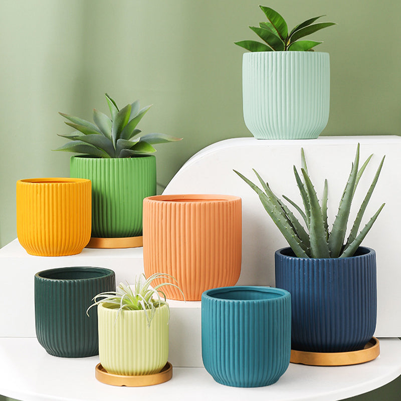 Yellow Vibes Fold Round Plant Pots Indoor Flowerpots Planters