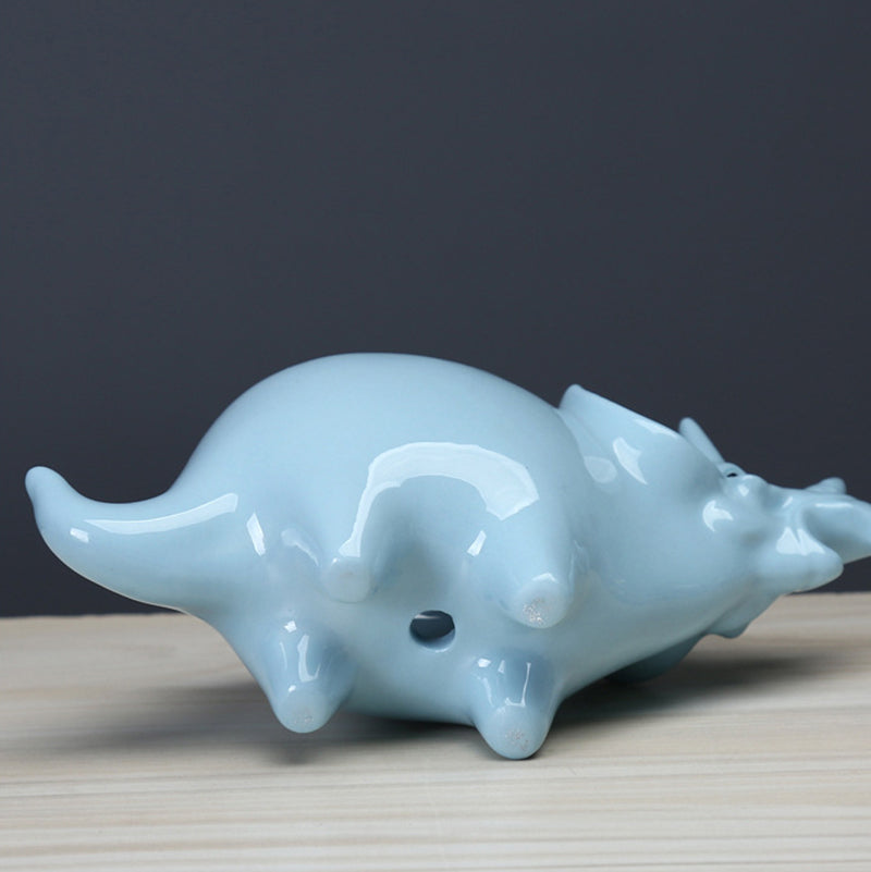 Mini Blue Triceratops Succulent Plant Pot Glazed Indoor Planter