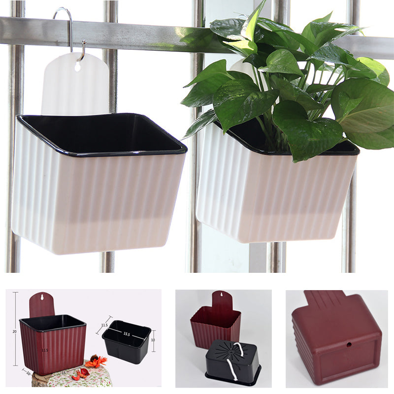 Brown Rectangular Plastic Wall Planters Hanging Basket