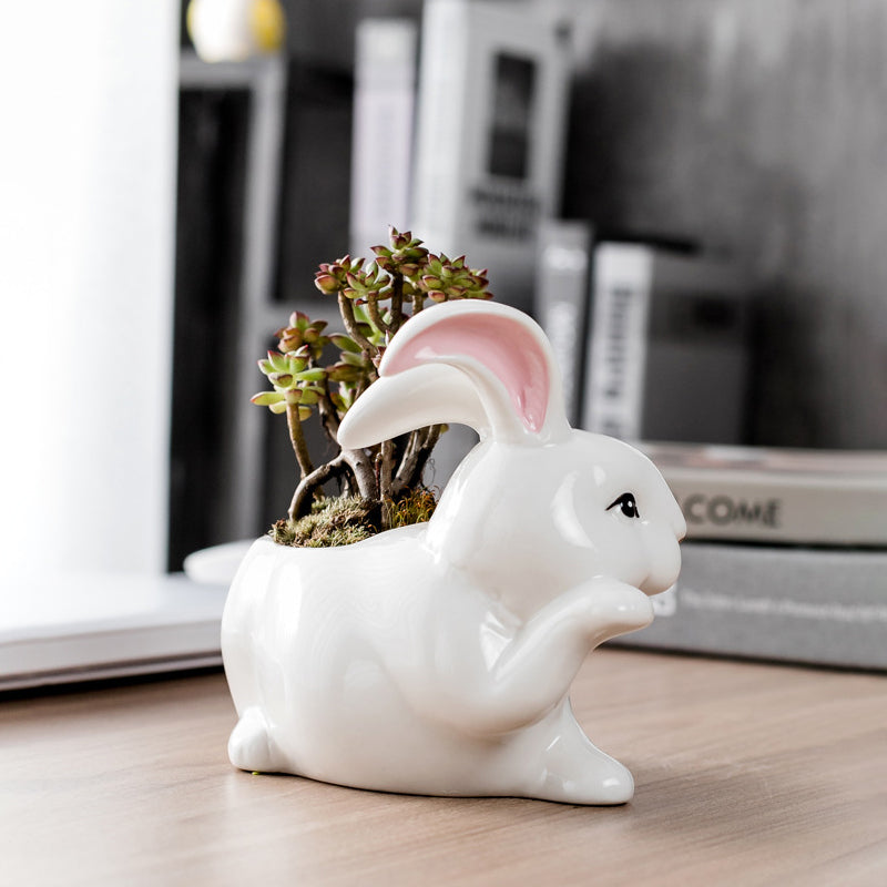 Cute Rabbit Plant Pot Creative Animal Planter Home Decor