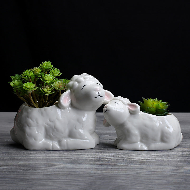 Mini Sheep Plant Pot Lovely Indoor Succulent Planter Home Decor Gifts