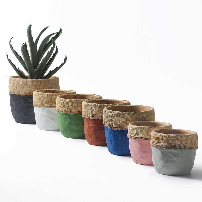 Black Creative Cement Plant Pots Indoor Flowerpots Planters