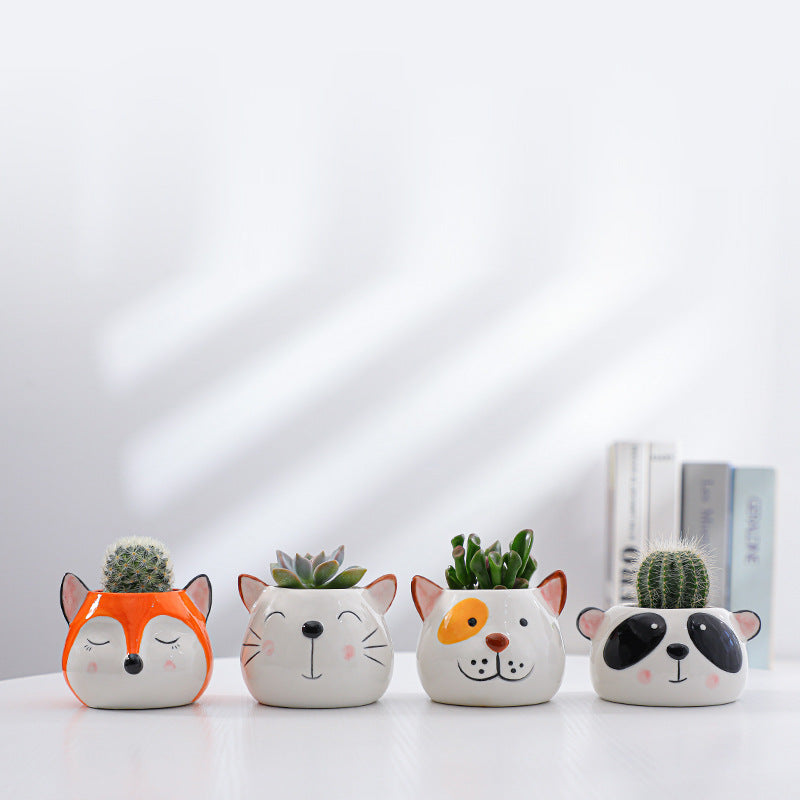 Lovely Puppy Glazed Plant Pot Creative Indoor Planter Cactus Aloe Home Decor Gifts