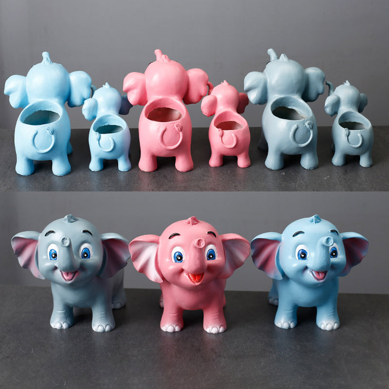 Blue Baby Elephant Resin Plant Pots Lovely  Succulent Plantetrs Home Decor