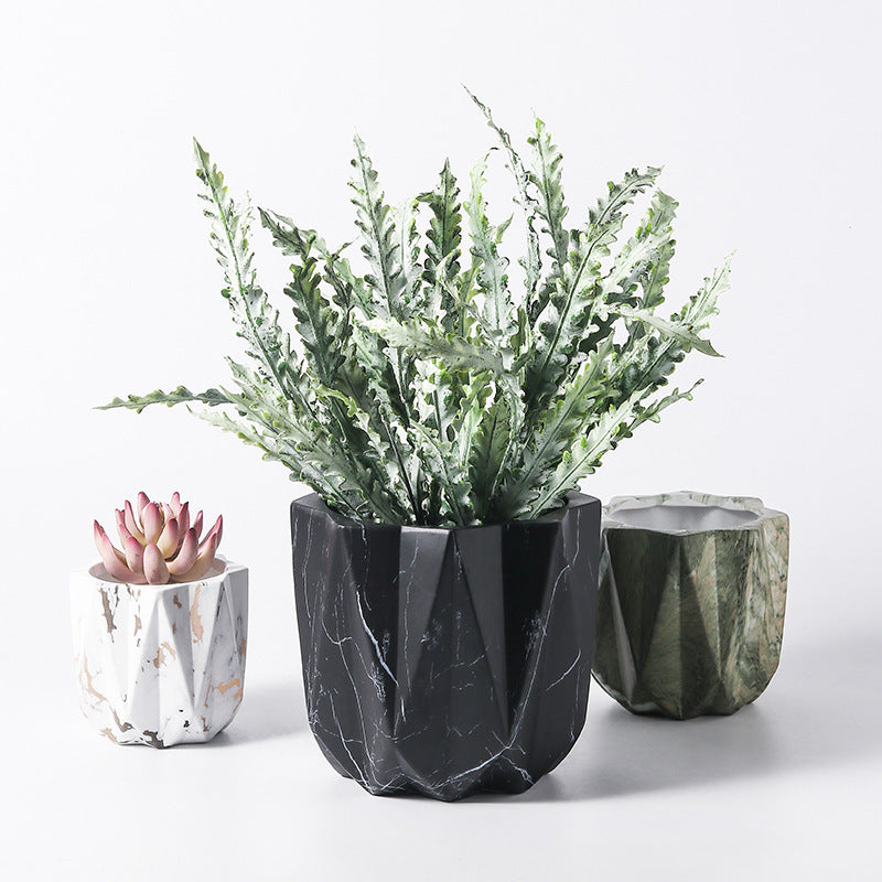 Green White Texture Flowerpots Indoor Plant Pots Planters