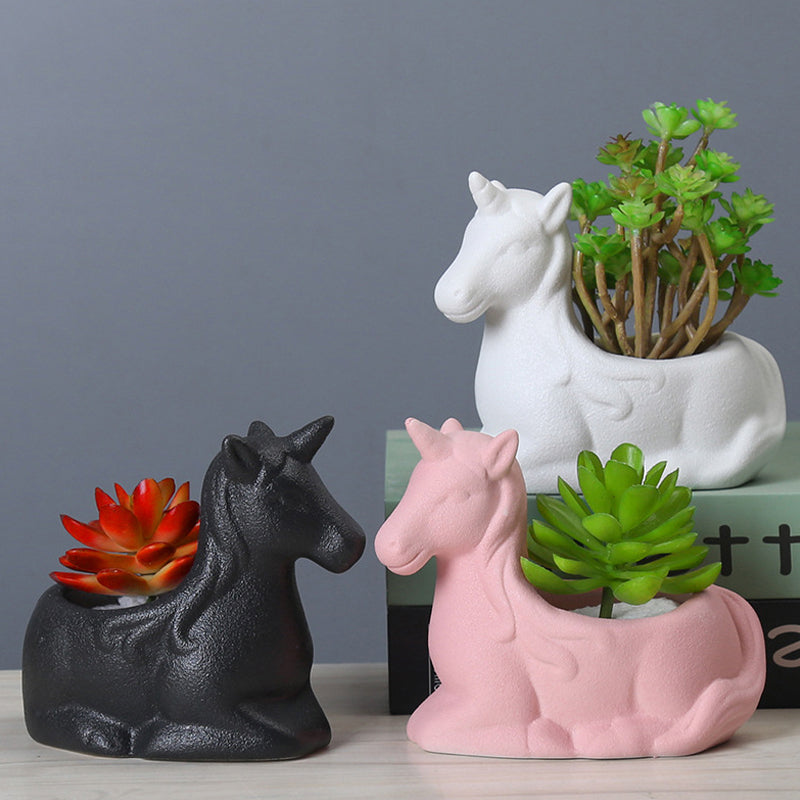 Pink Frosted Unicorn Plant Pot Creative Succulent Planter Birthday Gift