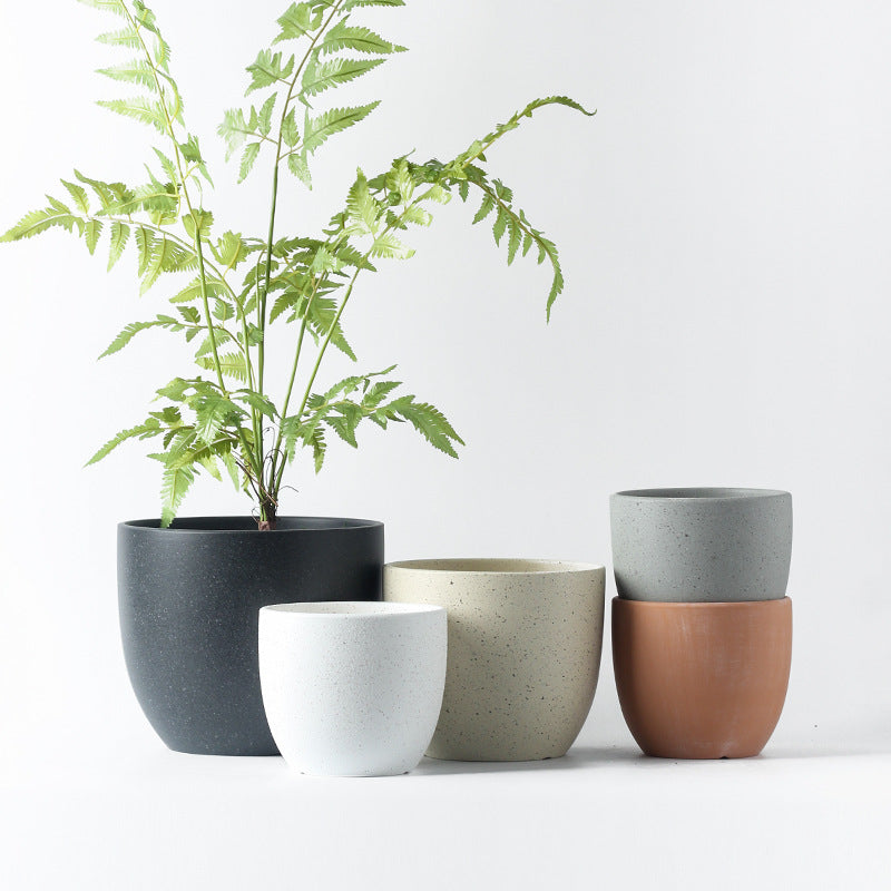 Grey Speckle Round Plant Pots Indoor Flowerpots Planters