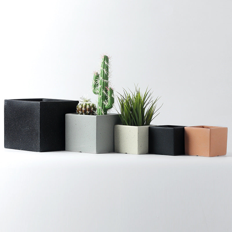 Cream Speckle Square Plant Pots Indoor Flowerpots Planters