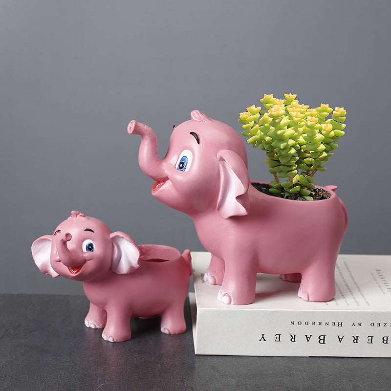 Pink Baby Elephant Resin Plant Pots Lovely  Succulent Plantetrs Home Decor